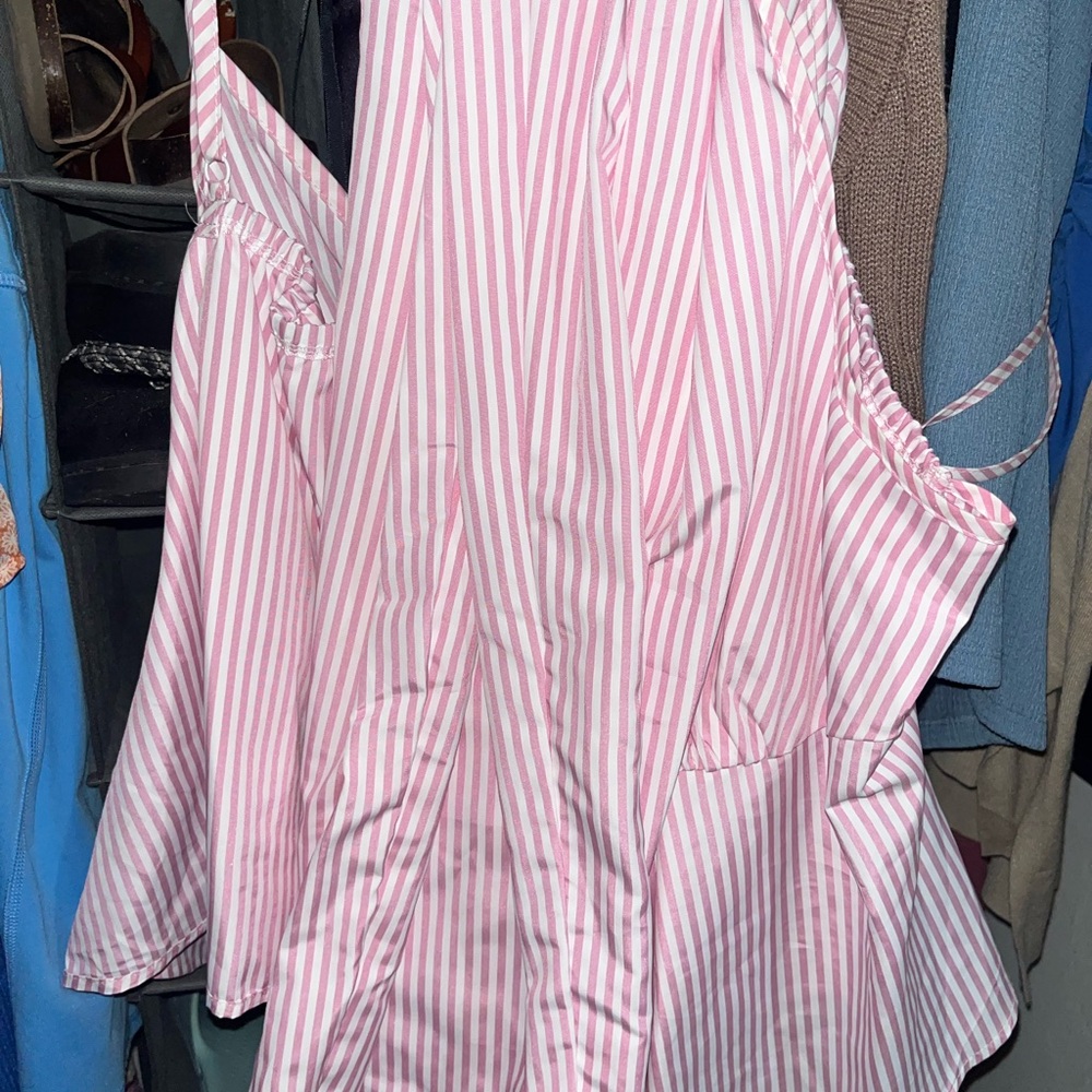 SHEIN Pink and White Striped Top